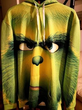Green Grinch Face Hoodie - Bold Graphic Pullover